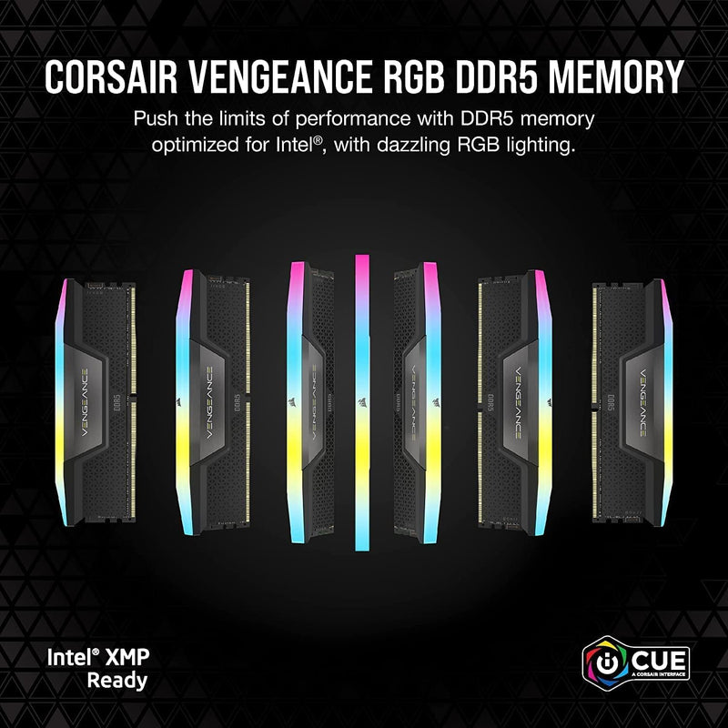Corsair CMH64GX5M2B6400C32 VENGEANCE® RGB 64GB (2x32GB) DDR5 DRAM 6400MT/s CL32 Memory Kit — Black