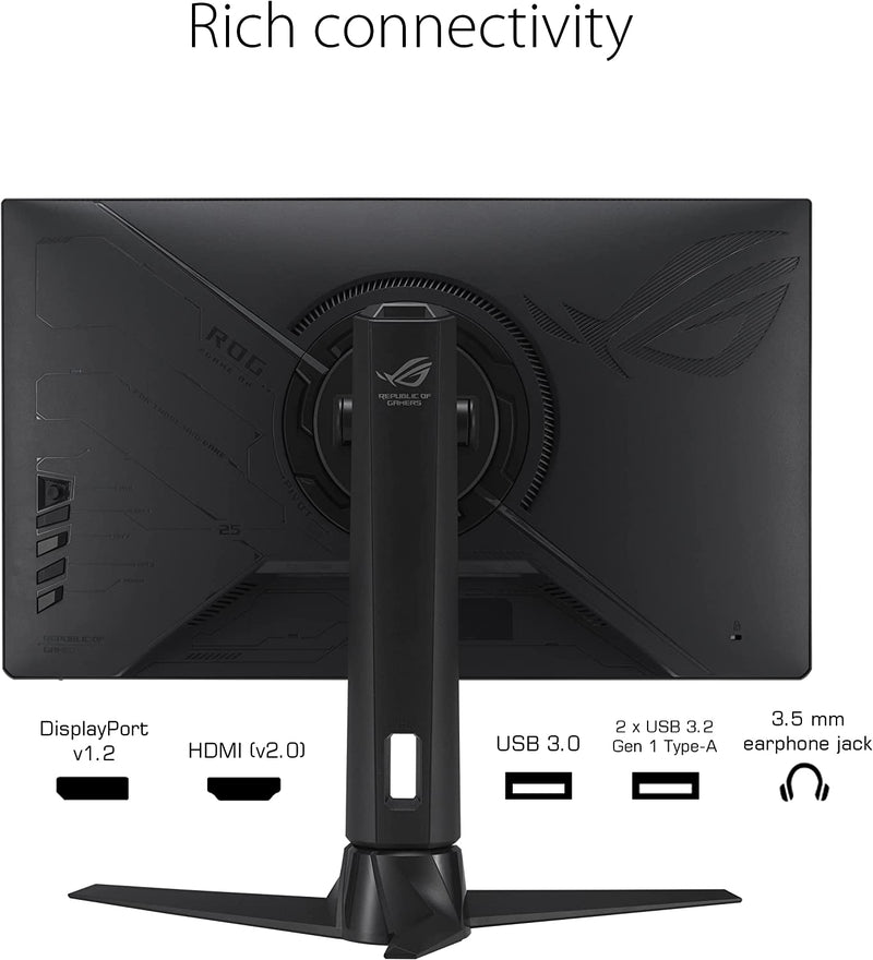 Asus ROG Strix XG259CM Gaming Monitor – 25 inch (24.5 inch viewable) 1920x1080, 240Hz (Above 144Hz), 1ms (GTG), Fast IPS, Extreme Low Motion Blur Sync, USB Type-C, 120% sRGB, G-Sync compatible*, KVM support, tripod socket