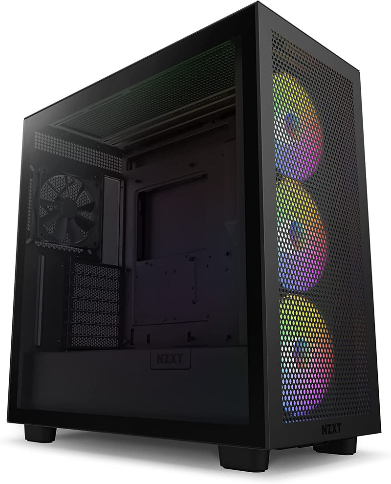 NZXT CM-H71FB-R1 FLOW RGB H SERIES H7 FLOW RGB EDITION ATX MID TOWER CASE. ALL BLACK