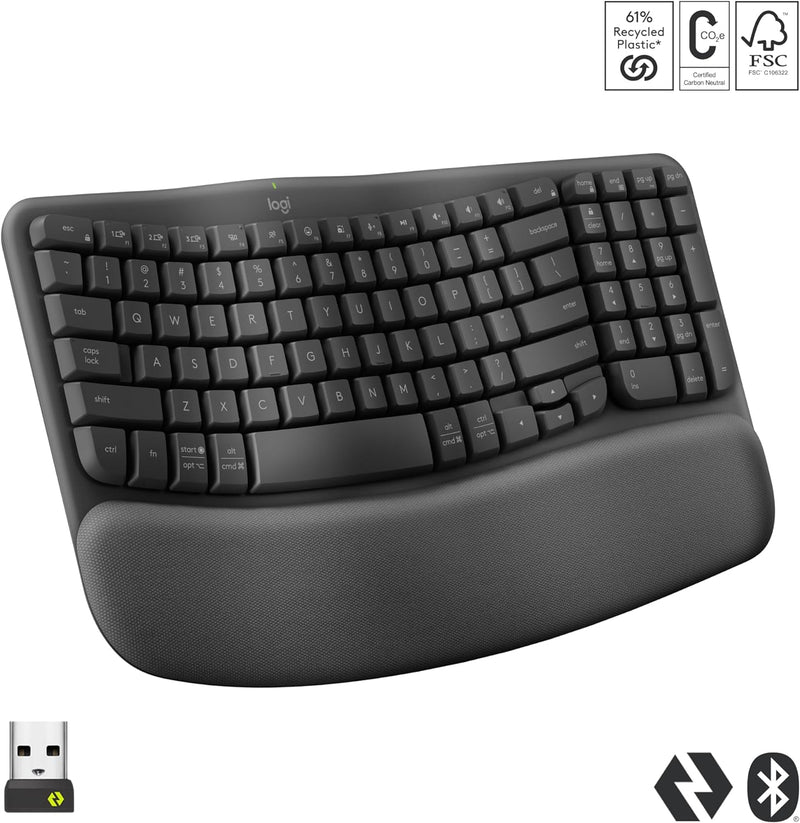 Logitech 920-012281 Ergo Series Wave Keys Wireless Ergonomic Keyboard (Graphite)