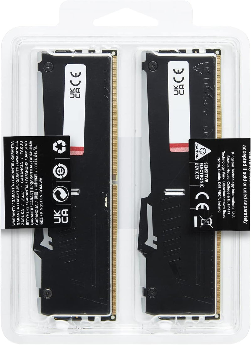 Kingston KF560C36BBEAK2-16 FURY Beast RGB RAM Kit. 16 GB (2 x 8GB) - DDR5-6000/PC5-48000 DDR5 SDRAM - 6000 MHz CL36 1.25 V Non-ECC Unbuffered