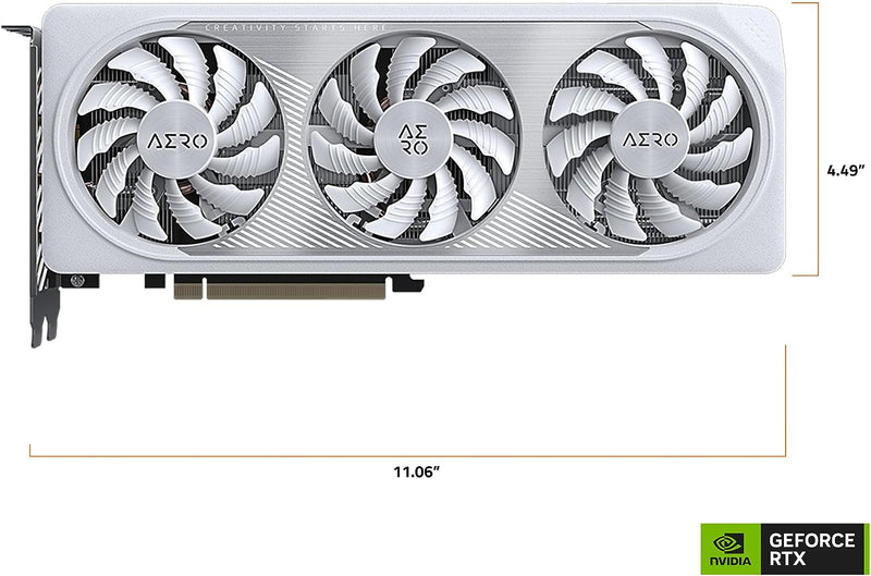 Gigabyte GV-N4060AERO OC-8GD GeForce RTX 4060 AERO OC 8G Gaming Graphics Card. White