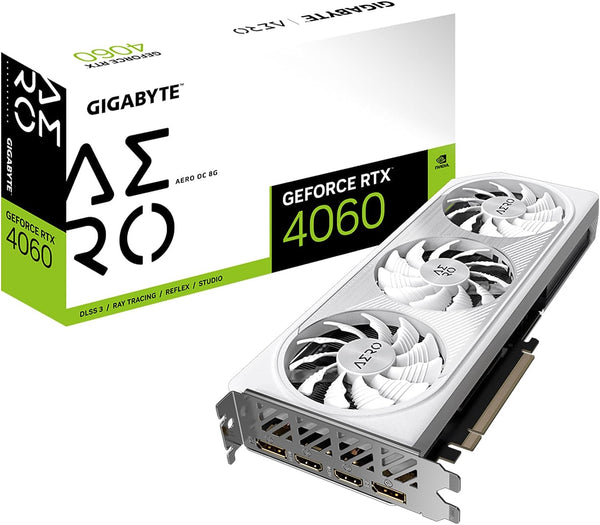 Gigabyte GV-N4060AERO OC-8GD GeForce RTX 4060 AERO OC 8G Gaming Graphics Card. White