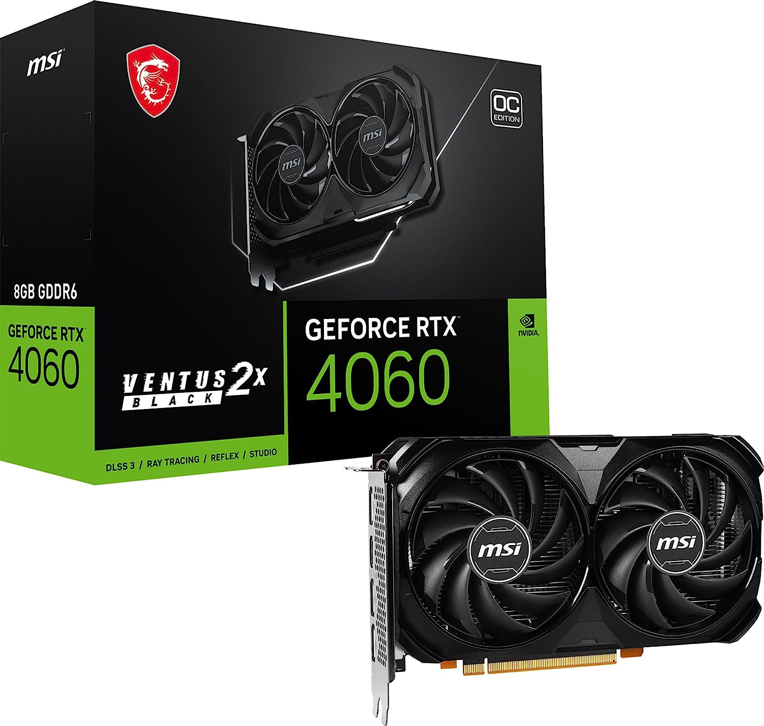 MSI GeForce RTX 4060 VENTUS 2X BLACK 8G OC Graphics Card