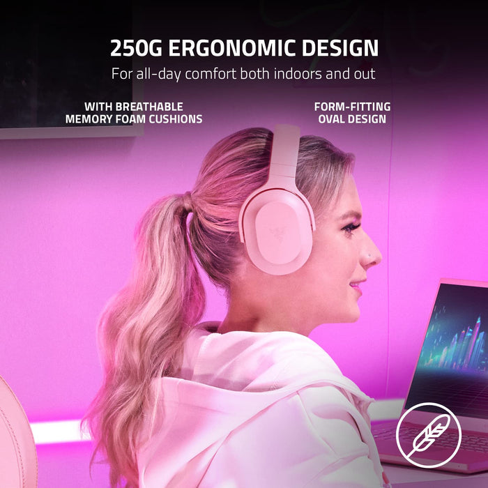 Razer RZ04-04430300-R3M1 Barracuda X (2022) - Wireless Multi-Platform Gaming and Mobile Headset - Quartz Pink - FRML Packaging