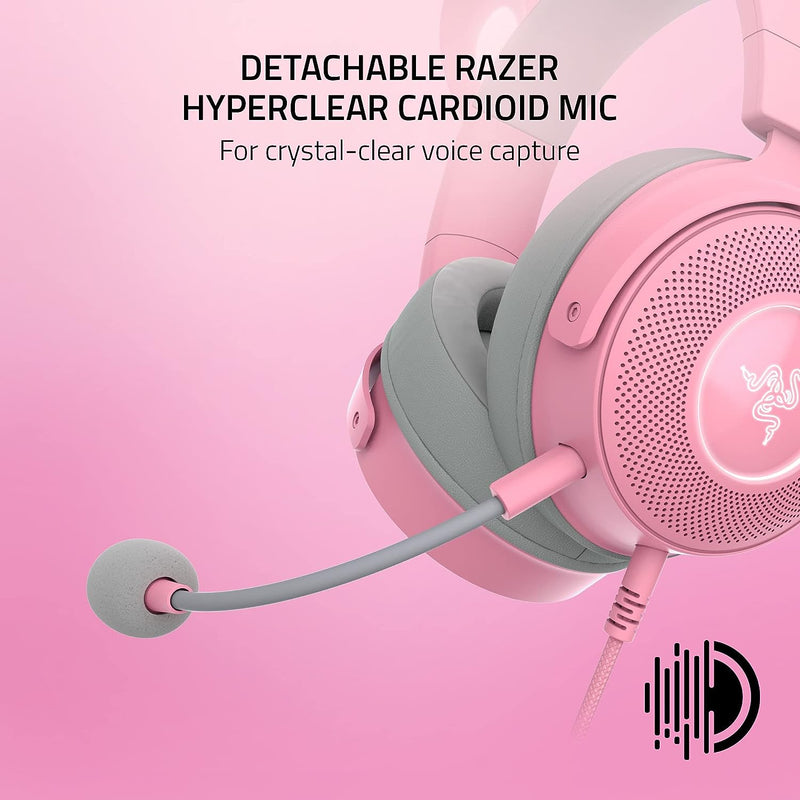 Razer RZ04-04510200-R3M1 Kraken Kitty V2 Pro - Wired RGB Headset with Interchangeable Ears - Quartz Edition - FRML Packaging