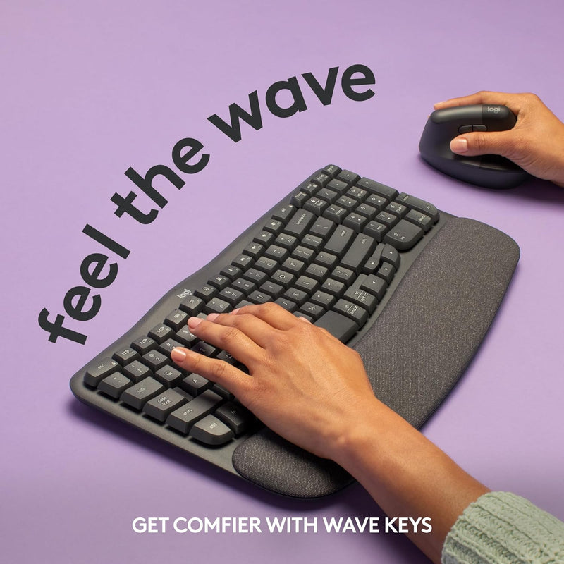 Logitech 920-012281 Ergo Series Wave Keys Wireless Ergonomic Keyboard (Graphite)