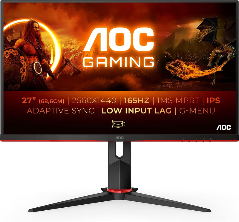 AOC Q27G2S/EU 27" IPS 165Hz 1ms QHD(2560 × 1440) G-Sync Compatible Gaming Monitor