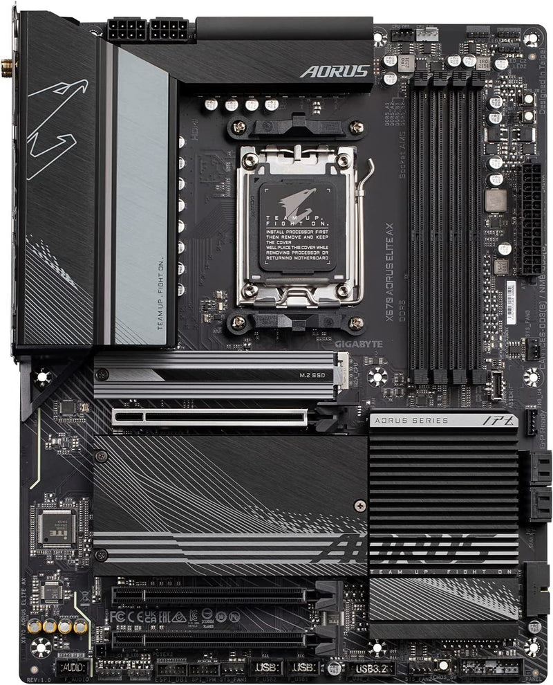 Gigabyte X670 AORUS ELITE AX AMD AM5 ATX Motherboard 4x DDR5~128GB,3x PCIe x16, 4x M.2, 4x SATA 6, 8x USB 3.2, 1x USB-C, 4x USB 2.0