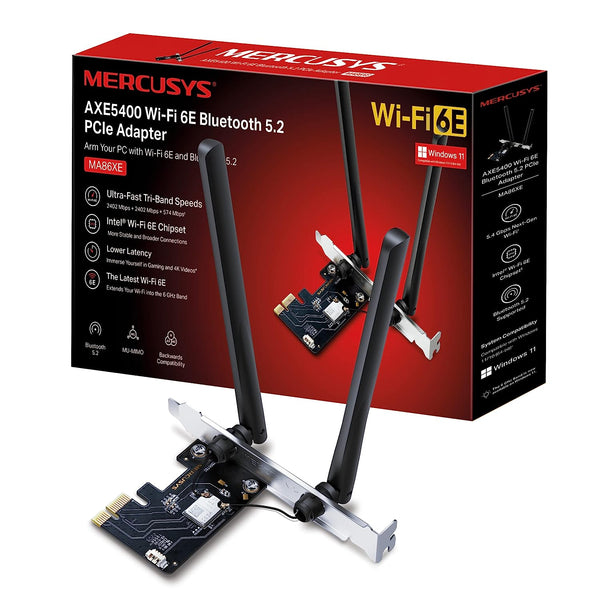 Mercusys MA86XE AXE5400 Wi-Fi 6E Bluetooth 5.2 PCIe Adapter