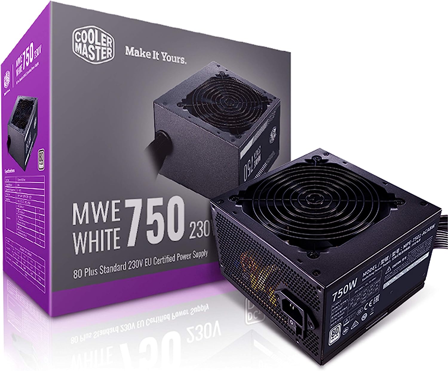 COOLER MASTER MWE WHITE 750W 80PLUS 230V, SINGLE +12V RAIL, 120MM HDB FAN, DC-TO-DC TECHNO