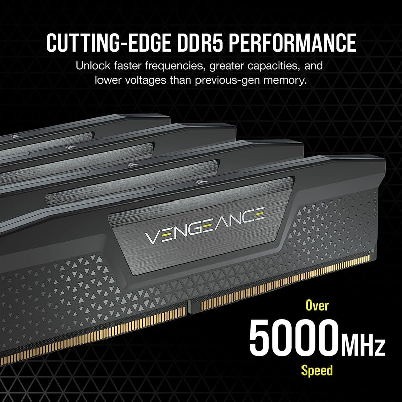 Corsair CMK32GX5M2B5200C40 VENGEANCE® 32GB (2x16GB) DDR5 DRAM 5200MT/s CL40 Memory Kit — Black