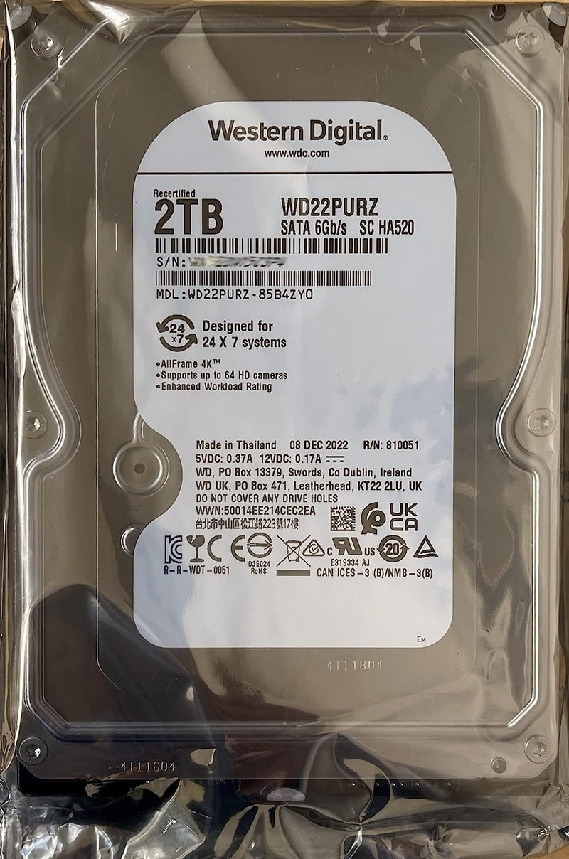 Western Digital WD22PURZ internal hard drive 3.5" 2000 GB Serial ATA