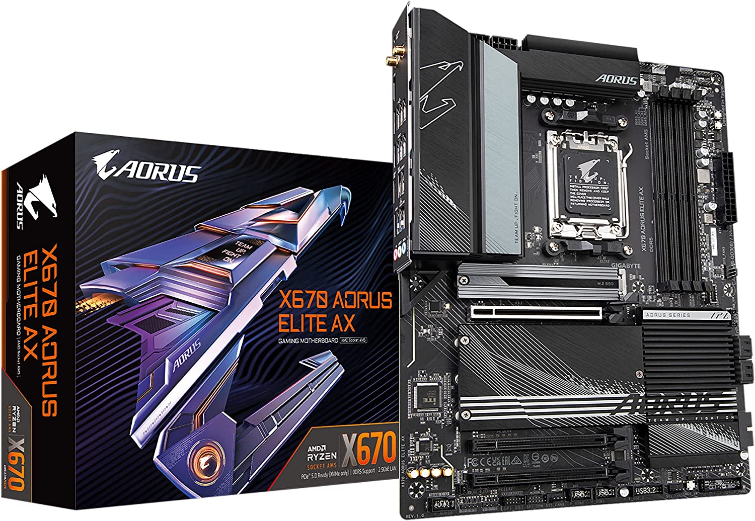 Gigabyte X670 AORUS ELITE AX AMD AM5 ATX Motherboard 4x DDR5~128GB,3x PCIe x16, 4x M.2, 4x SATA 6, 8x USB 3.2, 1x USB-C, 4x USB 2.0