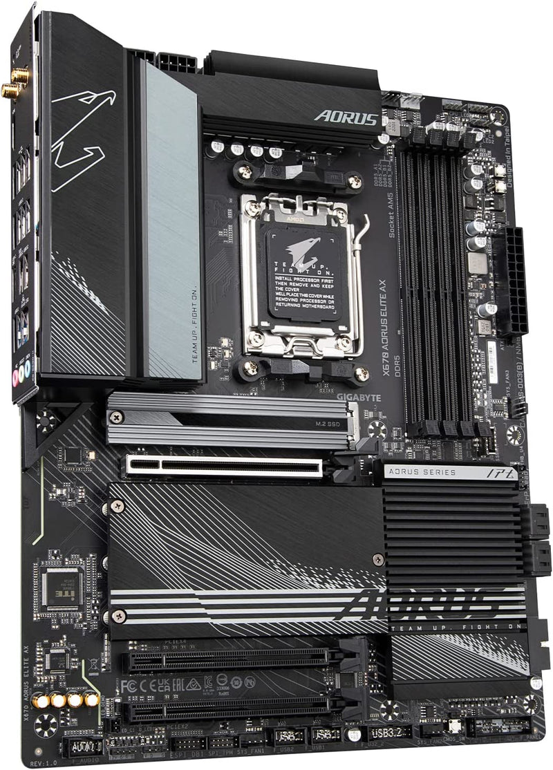 Gigabyte X670 AORUS ELITE AX AMD AM5 ATX Motherboard 4x DDR5~128GB,3x PCIe x16, 4x M.2, 4x SATA 6, 8x USB 3.2, 1x USB-C, 4x USB 2.0