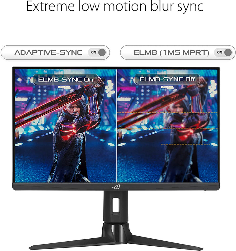 Asus ROG Strix XG259CM Gaming Monitor – 25 inch (24.5 inch viewable) 1920x1080, 240Hz (Above 144Hz), 1ms (GTG), Fast IPS, Extreme Low Motion Blur Sync, USB Type-C, 120% sRGB, G-Sync compatible*, KVM support, tripod socket