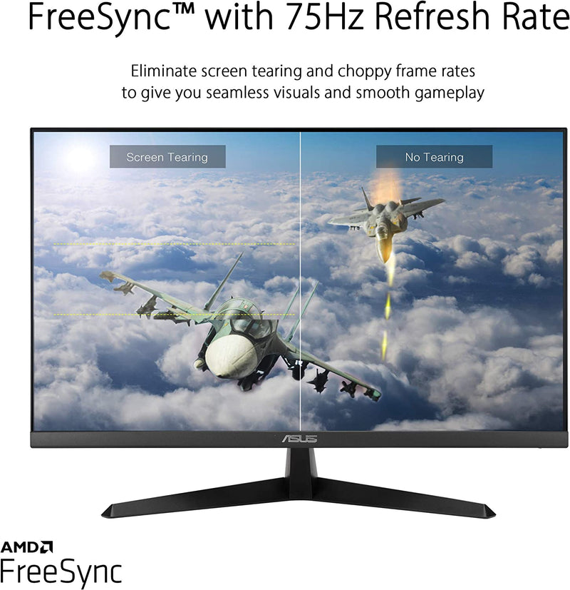 ASUS VY279HE-W Eye Care Monitor – 27 inch FHD (1920 x 1080), IPS, 75Hz, IPS, 1ms (MPRT), FreeSync™, Eye Care Plus technology, Color Augmentation, Rest Reminder, Blue Light Filter, Flicker Free, antibacterial treatment