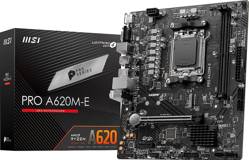 MSI PRO A620M-E AM5 Micro-ATX Motherboard. DDR5, PCIE 4.0