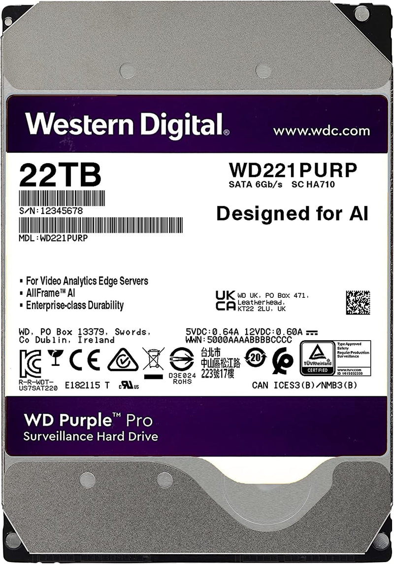 Western Digital Purple Pro 3.5" 22000 GB Serial ATA III