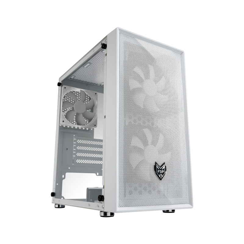 FSP CST130 Basic White Micro-ATX Tower Case. 3*Fans Preinstalled, Wide-Acrylic Side Panel, White