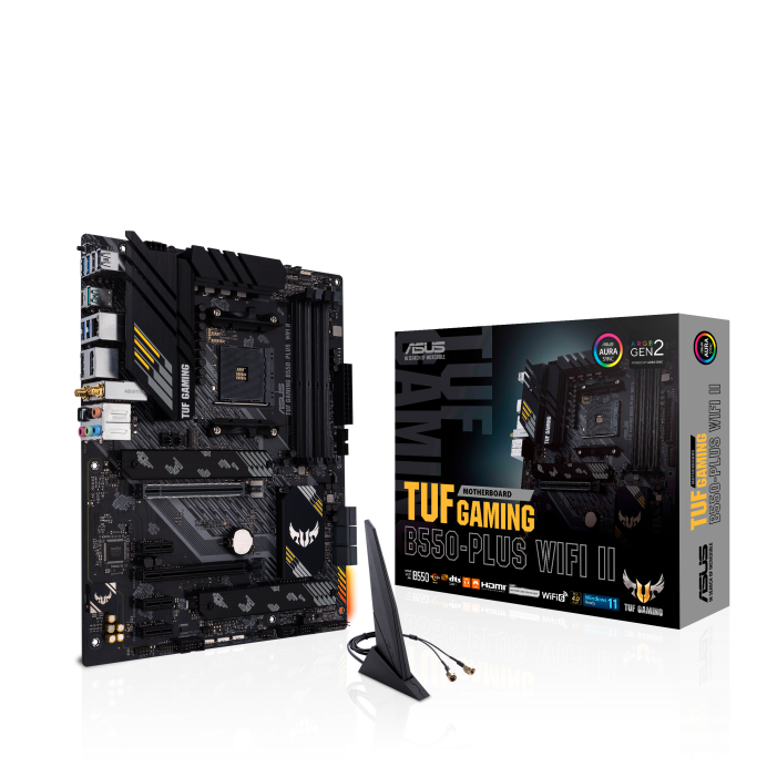 ASUS TUF GAMING B550-PLUS WIFI II (AM4) ATX Motherboard, 4x DDR4 128GB, PCIe 4.0 x16 slots, 2 x M.2 slots, 6 x SATA, DPx 1, HDMI x 1, Wi-Fi 6