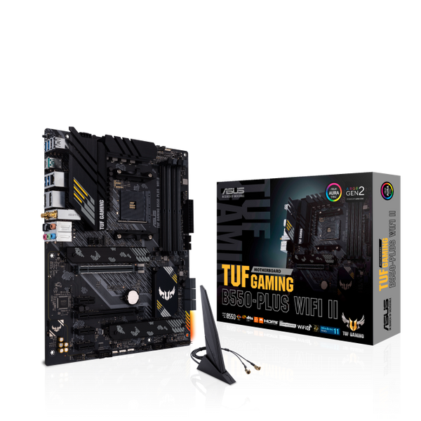 ASUS TUF GAMING B550-PLUS WIFI II (AM4) ATX Motherboard, 4x DDR4 128GB, PCIe 4.0 x16 slots, 2 x M.2 slots, 6 x SATA, DPx 1, HDMI x 1, Wi-Fi 6