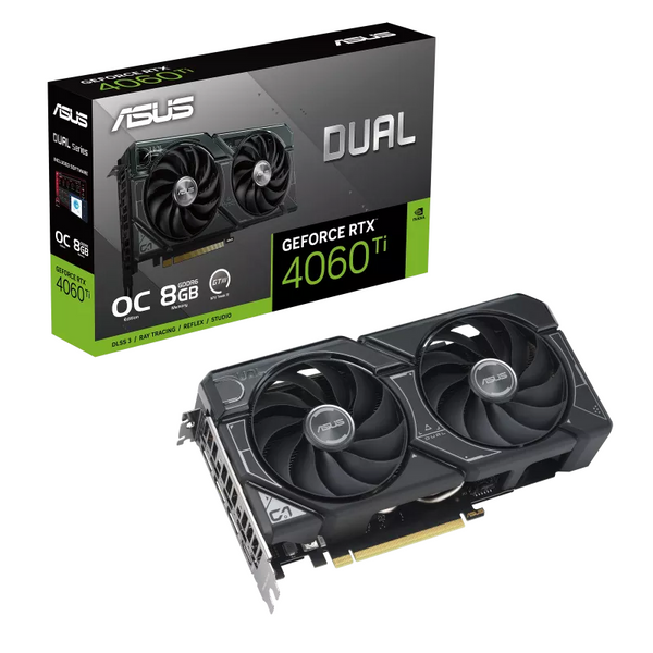 Asus DUAL-RTX4060TI-O8G Dual GeForce RTX 4060 Ti OC Edition 8GB GDDR6 with two powerful Axial-tech fans Gaming Graphics Card