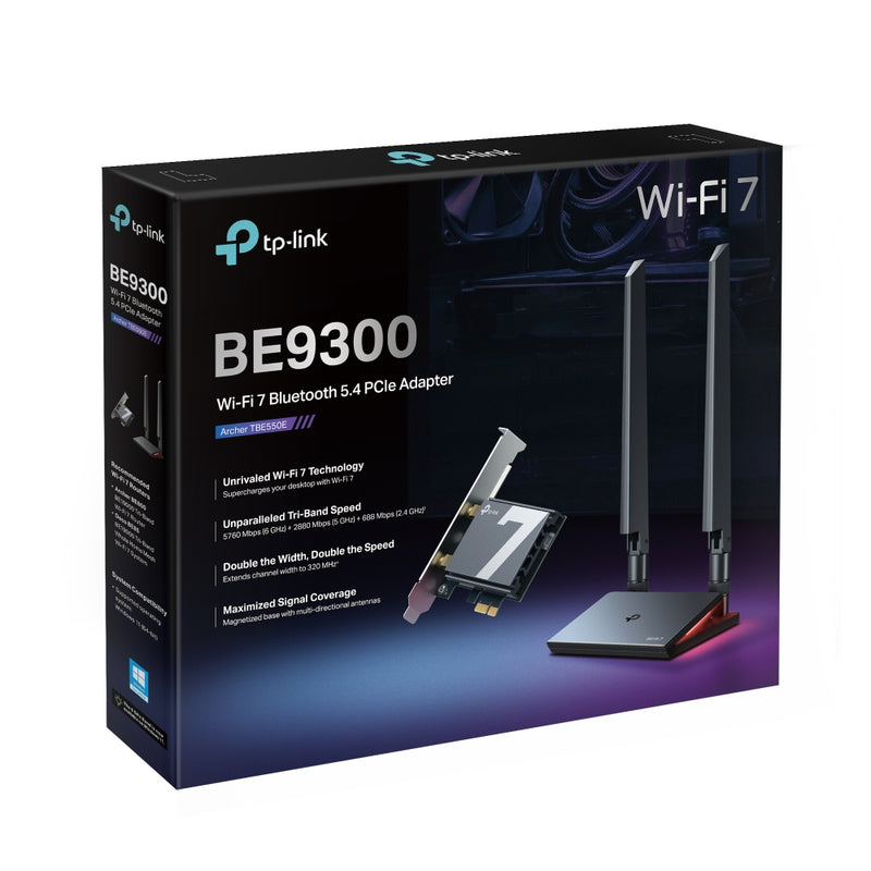 TP-Link Archer TBE550E BE9300 Tri-Band Wi-Fi 7 Bluetooth PCI Express Adapter