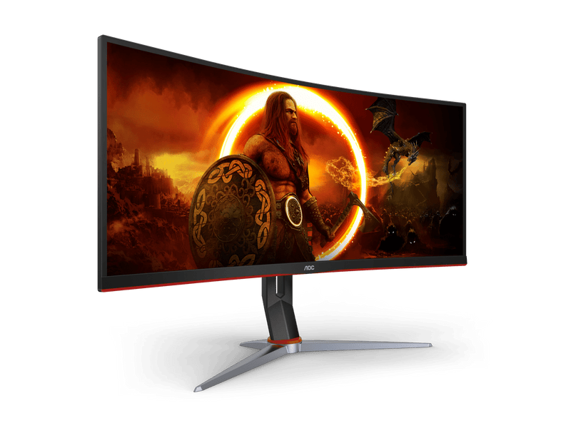 AOC CU34G2XP 34" WQHD Curved Gaming Monitor. UltraWide 21:9, 3440 × 1440 (WQHD), AdaptiveSync, HDR 10, 180Hz, 1ms