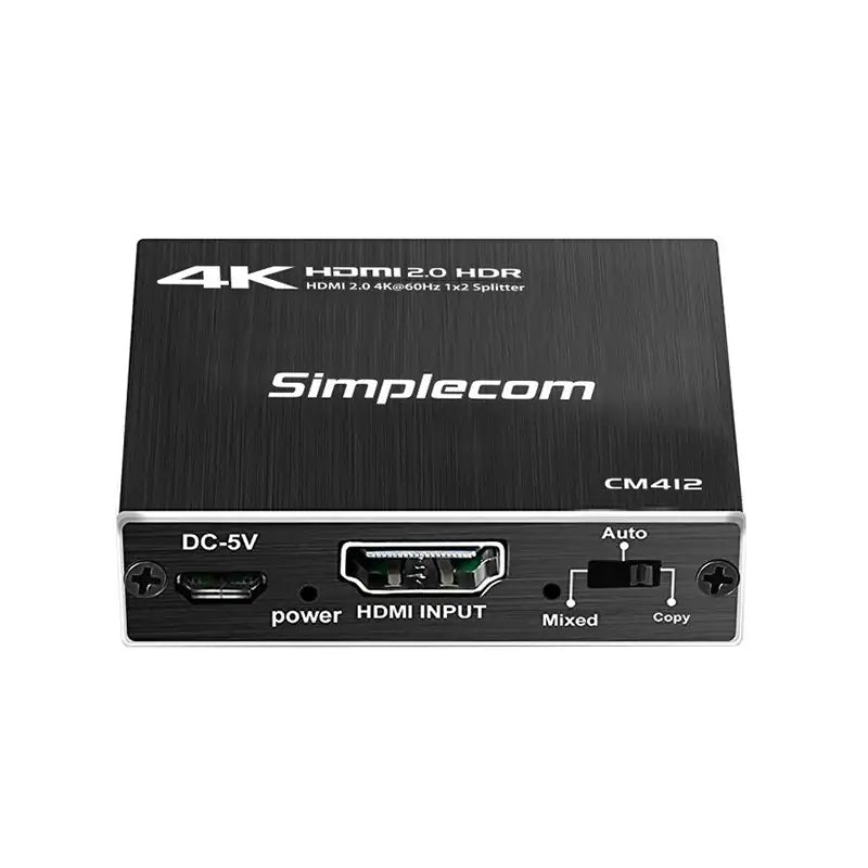 Simplecom CM412 HDMI 2.0 1x2 Splitter 1 IN 2 Out 4K@60Hz HDR10 2 Port HDMI Duplicator