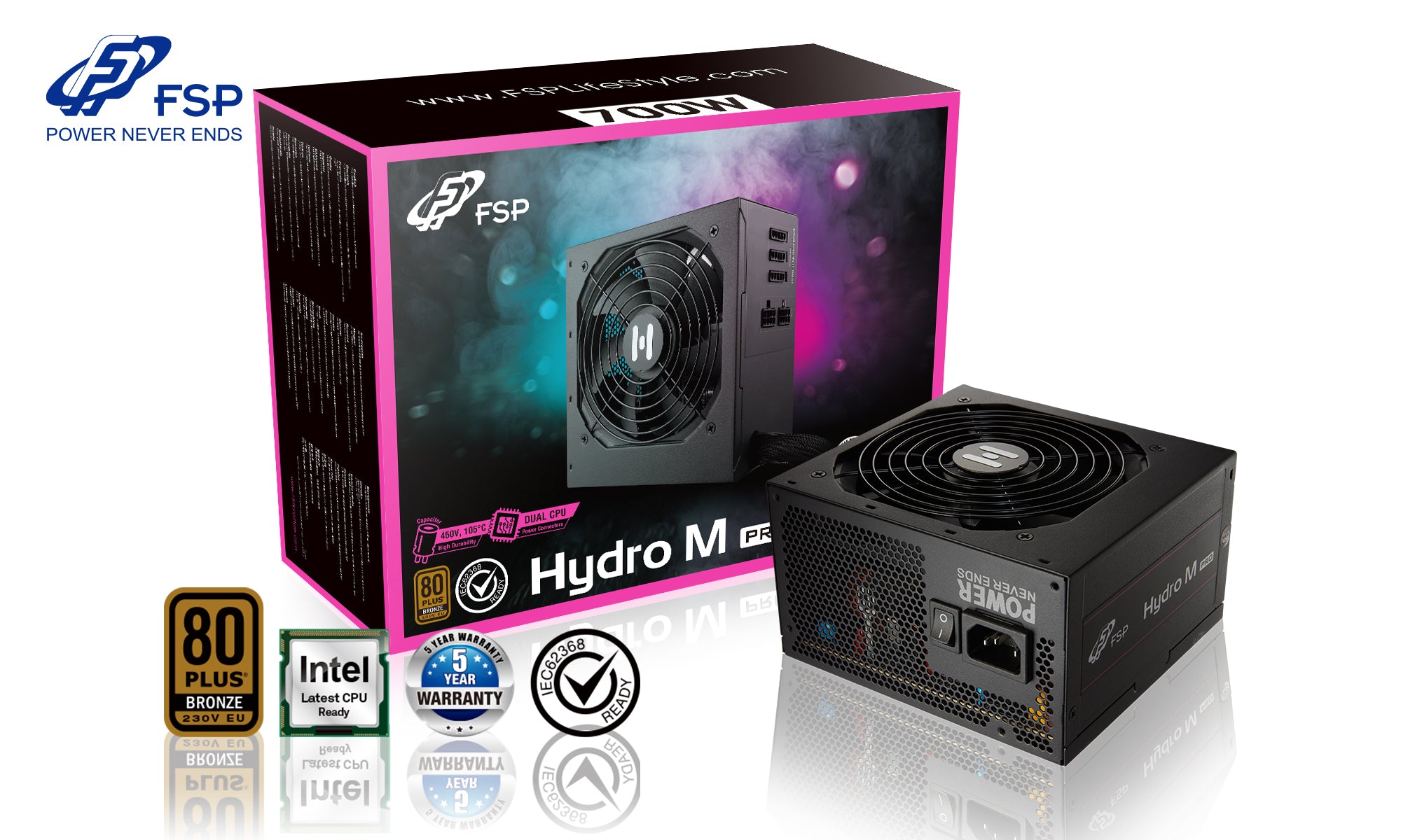 FSP HP2-700M HYDRO M PRO 700W 80+ Bronze Semi-modular Power Supply