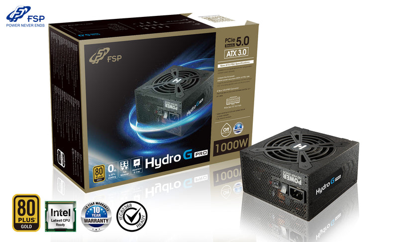 FSP HG2-1000,Gen 5 Hydro G PRO ATX3.0(PCIe5.0) 1000W Full Modular 80+ Gold Power Supply