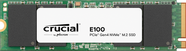 Crucial CT2000E100SSD8 E100 2TB Gen4 NVMe SSD 5000/4500 MB/s R/W 100TBW 350K/460K IOPS 1M hrs MTTF M.2 2280 PCIe4 3yrs