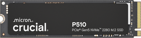Crucial CT1000P510SSD8 P510 1TB Gen5 2280 NVMe M.2 SSD 11,000/9,500 MB/s R/W 600TBW 1.5M IOPS 1.5M hrs MTTF Full-Drive Encryption 5yrs
