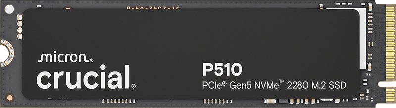 Crucial CT1000P510SSD8 P510 1TB Gen5 2280 NVMe M.2 SSD 11,000/9,500 MB/s R/W 600TBW 1.5M IOPS 1.5M hrs MTTF Full-Drive Encryption 5yrs