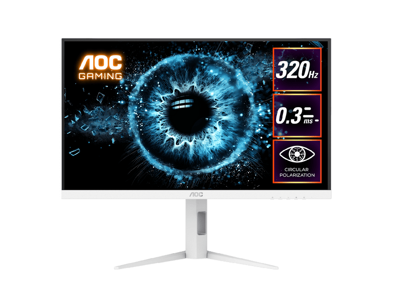 AOC Q27G4SL/WS 27" Circular Polarized Gaming Monitor. White. 2560 × 1440 (QHD), Circular-polarized tech, 320Hz, 0.3ms, Adaptive Sync, DisplayHDR 400