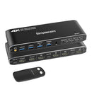 Simplecom KM430 Dual HDMI Monitor KVM Switch for 2 Computers with 4-Port USB Hub 4K@60Hz Keyboard Hotkey