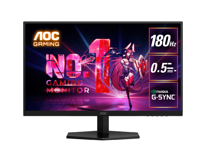 AOC Q27G40E 27" QHD Gaming Monitor.  2560 × 1440 (QHD), 180Hz, 0.5ms, G-Sync Compatible, Fast IPS, HDR10
