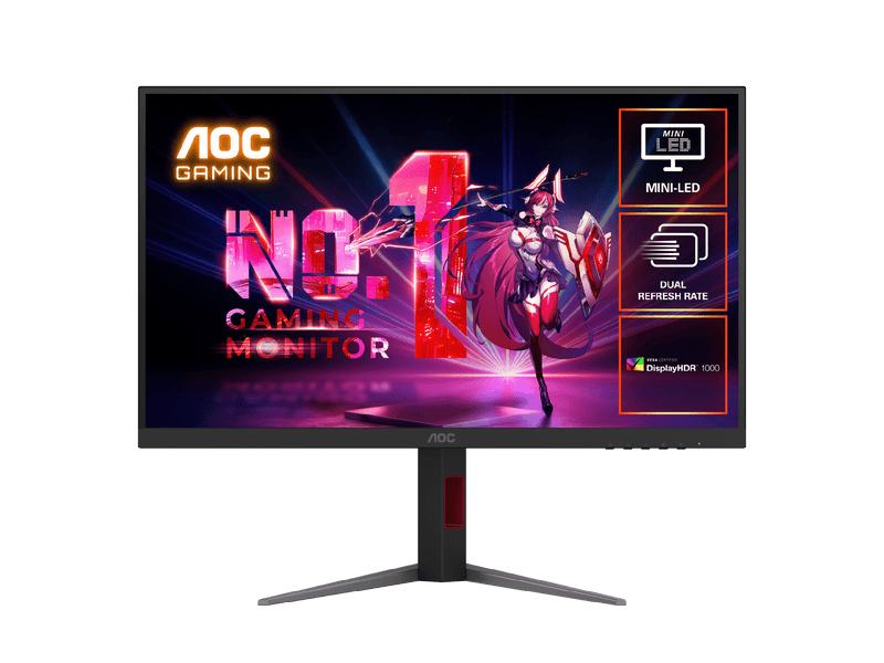 AOC U27G4XM 27" Dual Refresh Rate Mini-LED Gaming Monitor. Dual Refresh Rate, Mini-LED, Fast IPS, 1ms, 1920 × 1080 (FHD) @ 320Hz, 3840 × 2160 (UHD) @ 160Hz