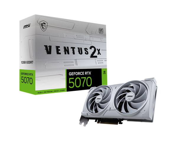 MSI GeForce RTX 5070 12G VENTUS 2X OC WHITE Gaming Graphics Card. White.