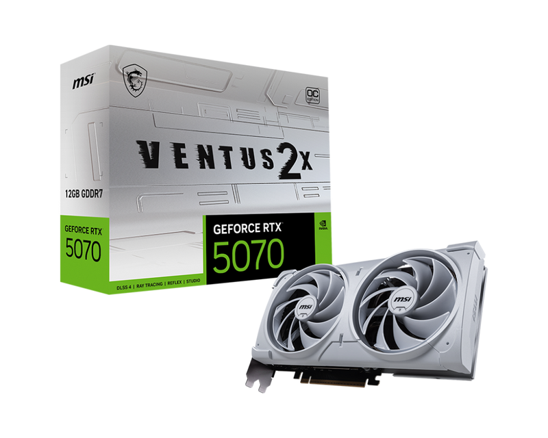 MSI GeForce RTX 5070 12G VENTUS 2X OC WHITE Gaming Graphics Card. White.