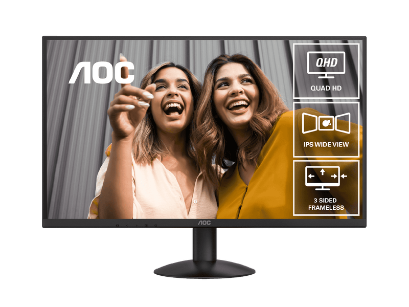 AOC Q27B30E 27" QHD IPS Monitor. 2560 × 1440 (QHD), HDR10, IPS, 75Hz, 3-Sided Frameless, AdaptiveSync, Game Mode
