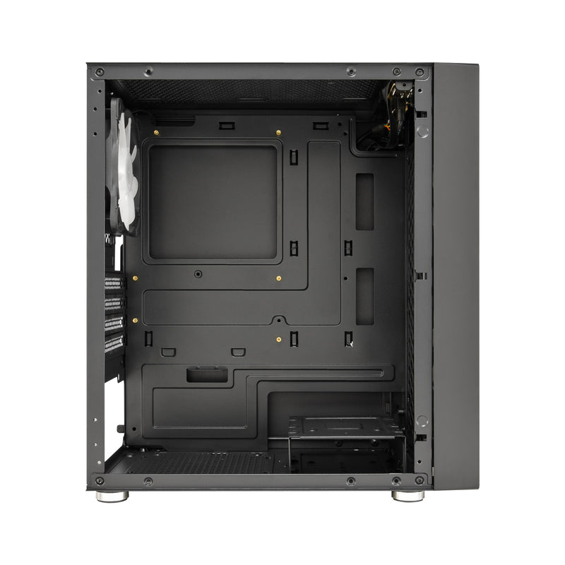 FSP CST130 Basic Black Micro-ATX Tower Case. 3*ARGB Fans Preinstall, USB Type-C, Tempered Glass Side Panel, Black