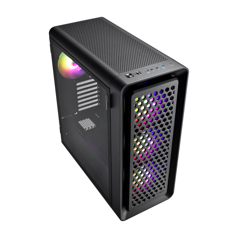 FSP CUT593P Black ATX Mid Tower Gaming Case. Tempered Glass, Black.