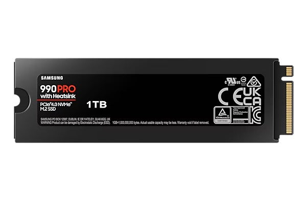 Samsung MZ-V9P1T0CW 990 PRO 1TB NVMe M.2 SSD with Heatsink