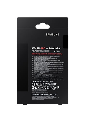 Samsung MZ-V9P1T0CW 990 PRO 1TB NVMe M.2 SSD with Heatsink