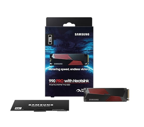 Samsung MZ-V9P2T0CW 990 PRO 2TB NVMe M.2 SSD with Heatsink