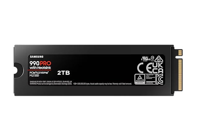Samsung MZ-V9P2T0CW 990 PRO 2TB NVMe M.2 SSD with Heatsink