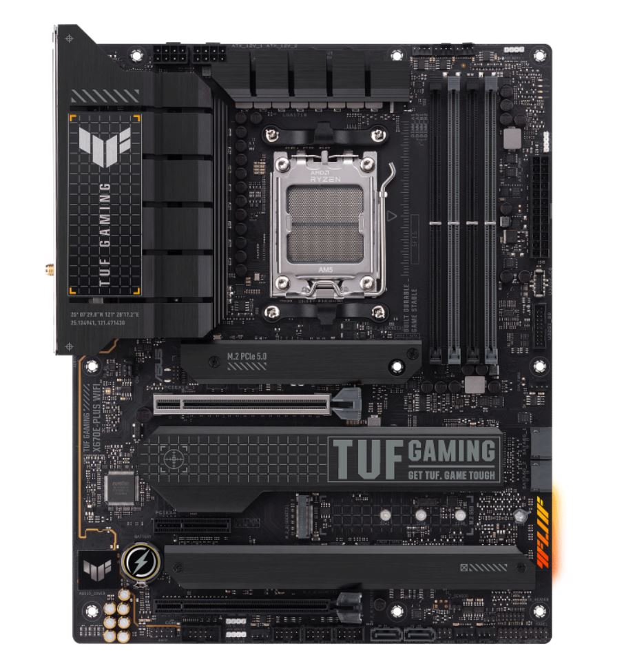 ASUS AMD X670E TUF GAMING X670E-PLUS WIFI (AM5) ATX Motherboard 4x DDR5 128GB, 1x PCIe 5.0 x16,4 x M.2,4 x SATA,HDMI.DP,2.5Gb Ethernet