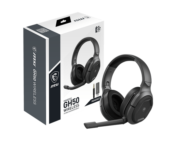 MSI IMMERSE GH50 WIRELESS Gaming Headset. Wireless, Black